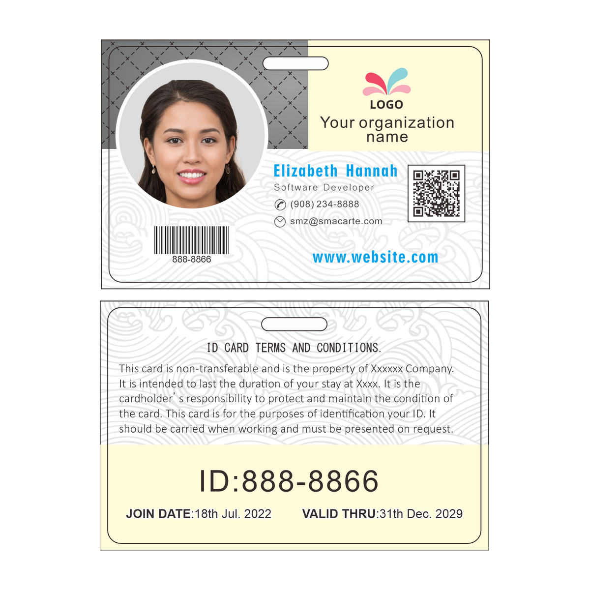 Custom Id Badge, Personalized Employee Photo Identification Card with