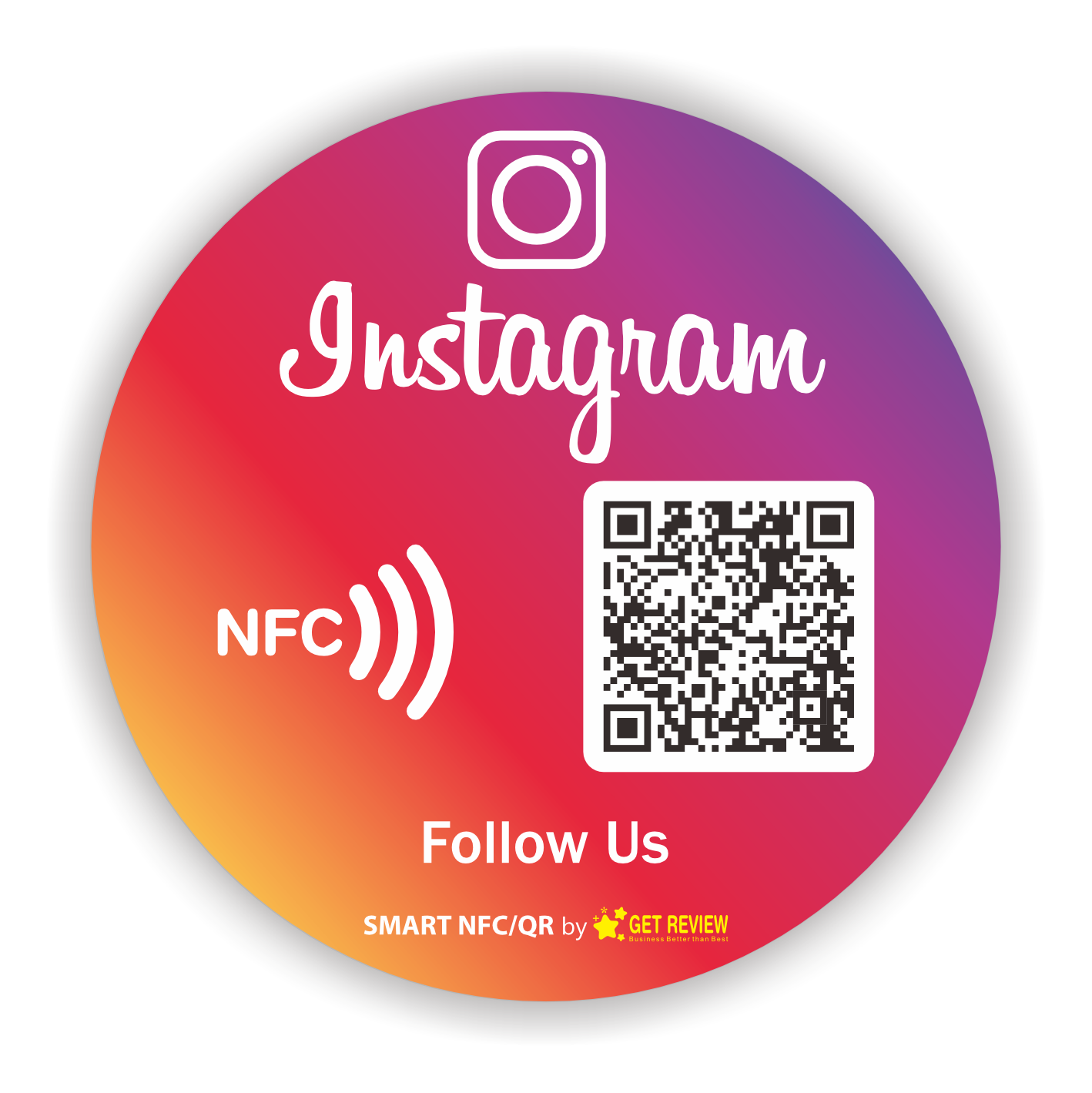 Follow us on Instagram sticker/card with QR & NFC