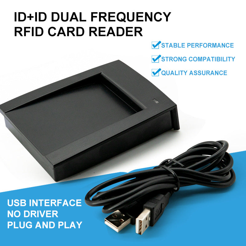 Dual Frequency IC ID RFID Card reader 125Khz + 13.56Mhz for Mifare /EM Family Card USB Reader ,Android Winx,+ 10 Cards