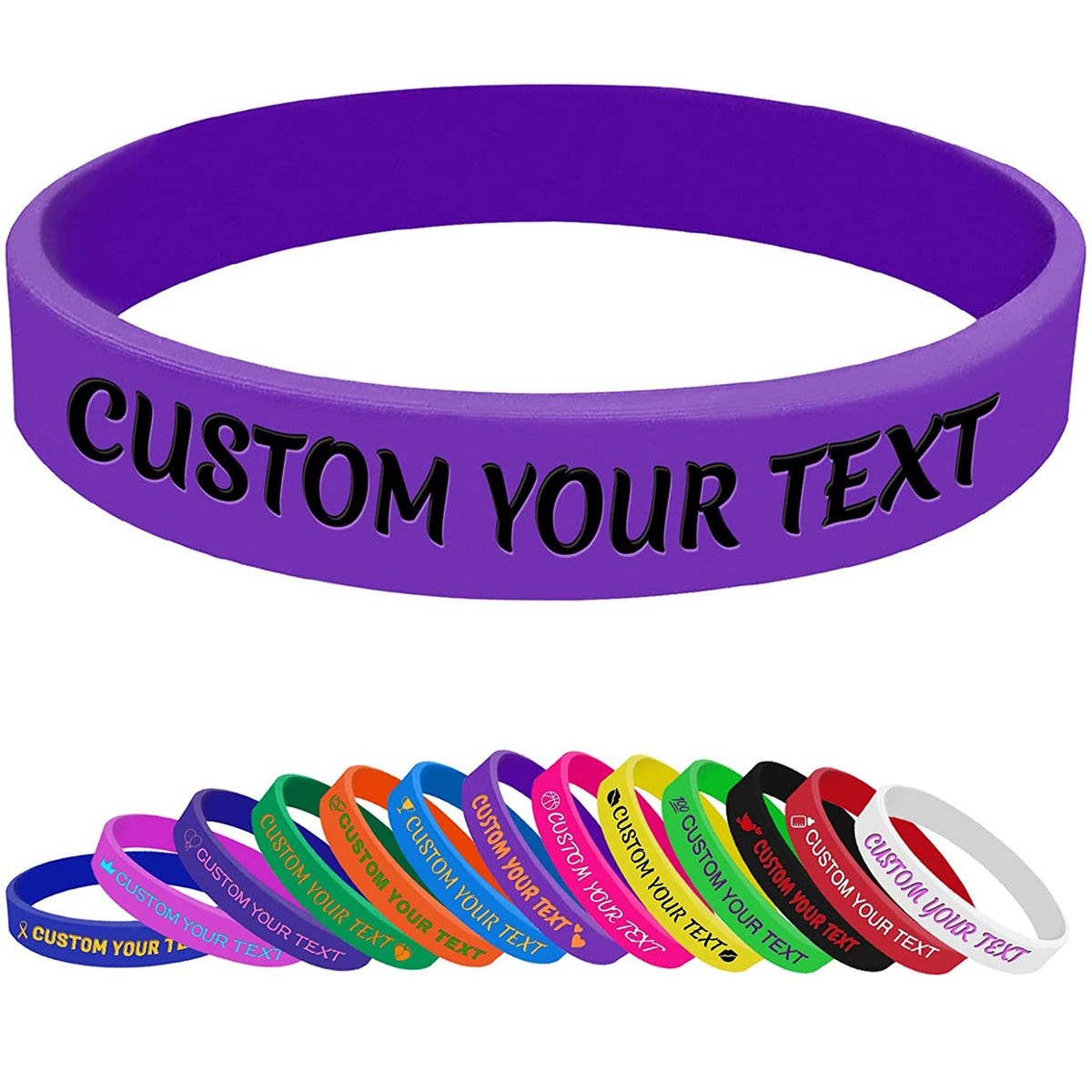 Lot de 20 bracelets de motivation en caoutchouc de silicone, différentes couleurs, messages positifs, bracelets avec mots inspirants
