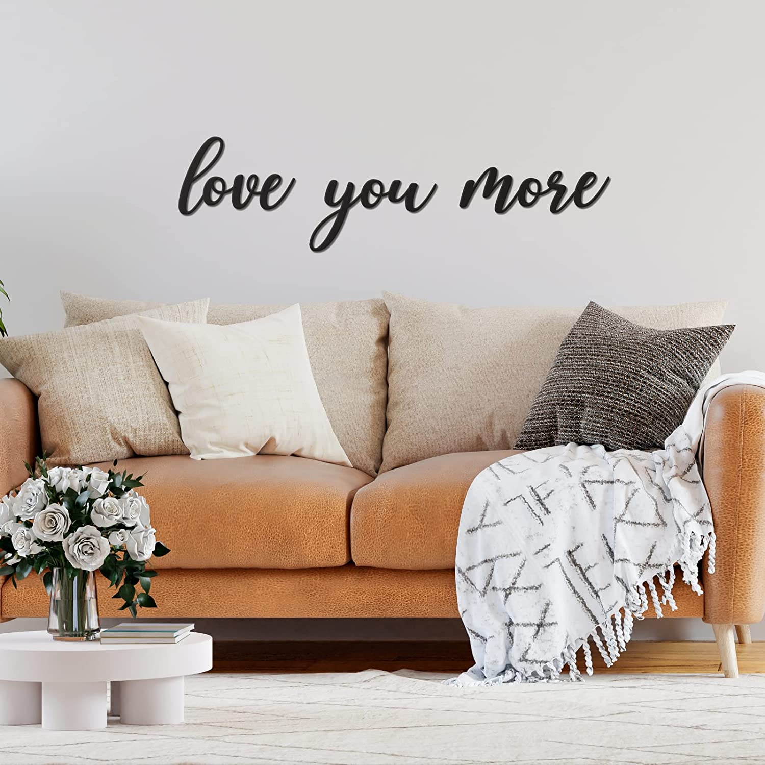 Love You More Sign Metal Wall Decor - 25"X21" Black Modern Beautiful I Love You More Sign
