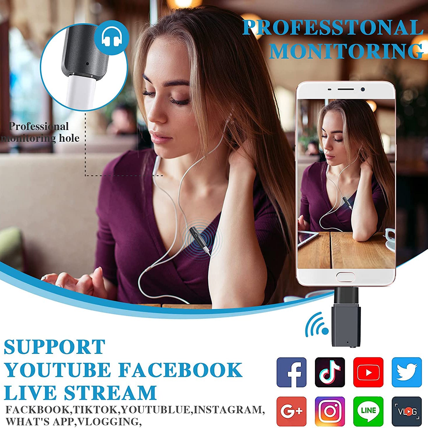 Gialer Lapel Mic to Computer Laptop Smart Phone with USB-A and Type-C Plug 2.4GHz for TikTok YouTube Facebook Live Stream Vlog Zoom