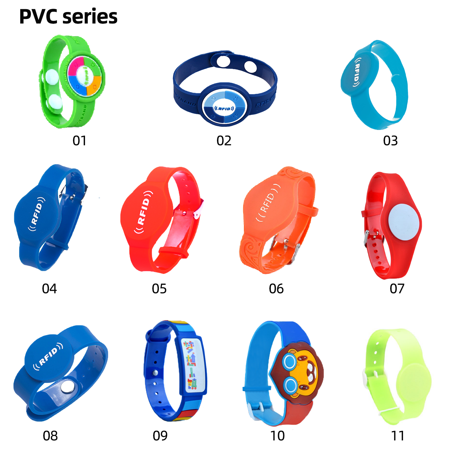 Gialer customizable waterproof soft PVC Wristband Eco-friendly NFC Bracelet 13.56MHz 860MHz 100pcs PVC series wristband
