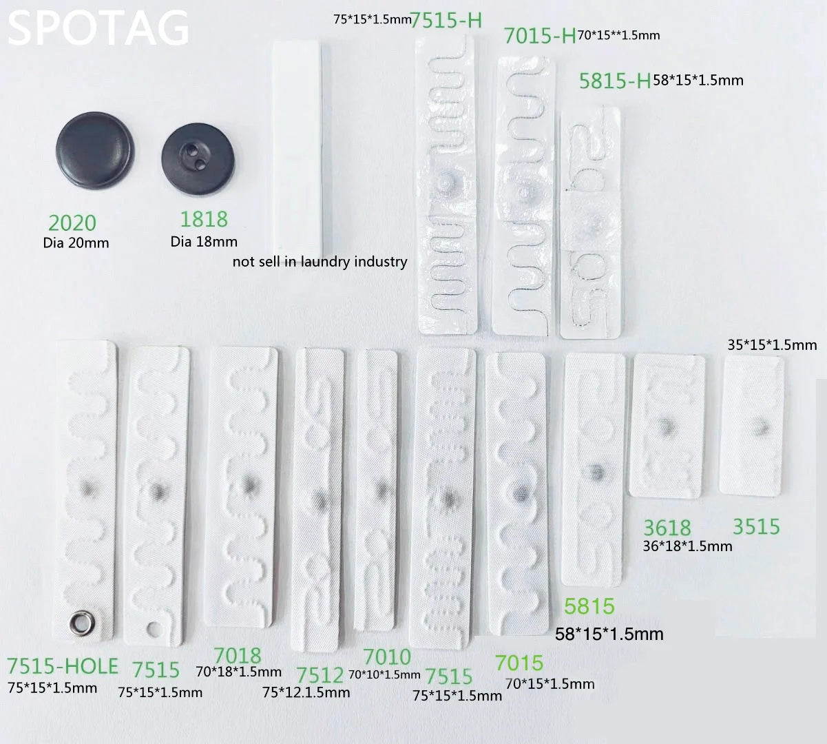 Flexible Textile UHF RFID Laundry Tag for Linen and Clothing Tracking