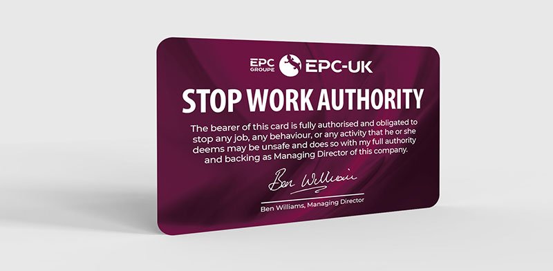 STOP WORK AUTHORITY CARDS equip individuals with the confidence to trust and deliver