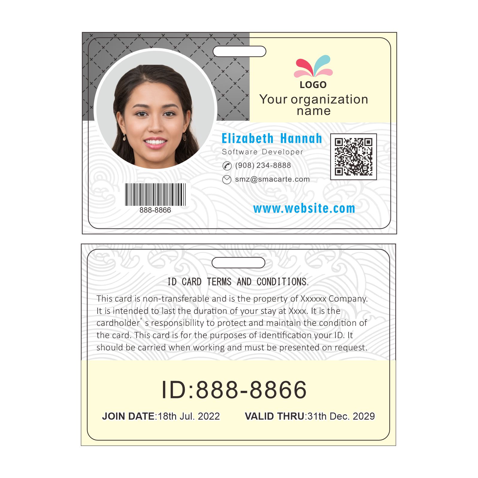 Custom Id Badge, Personalized Employee Photo Identification Card with Lanyard