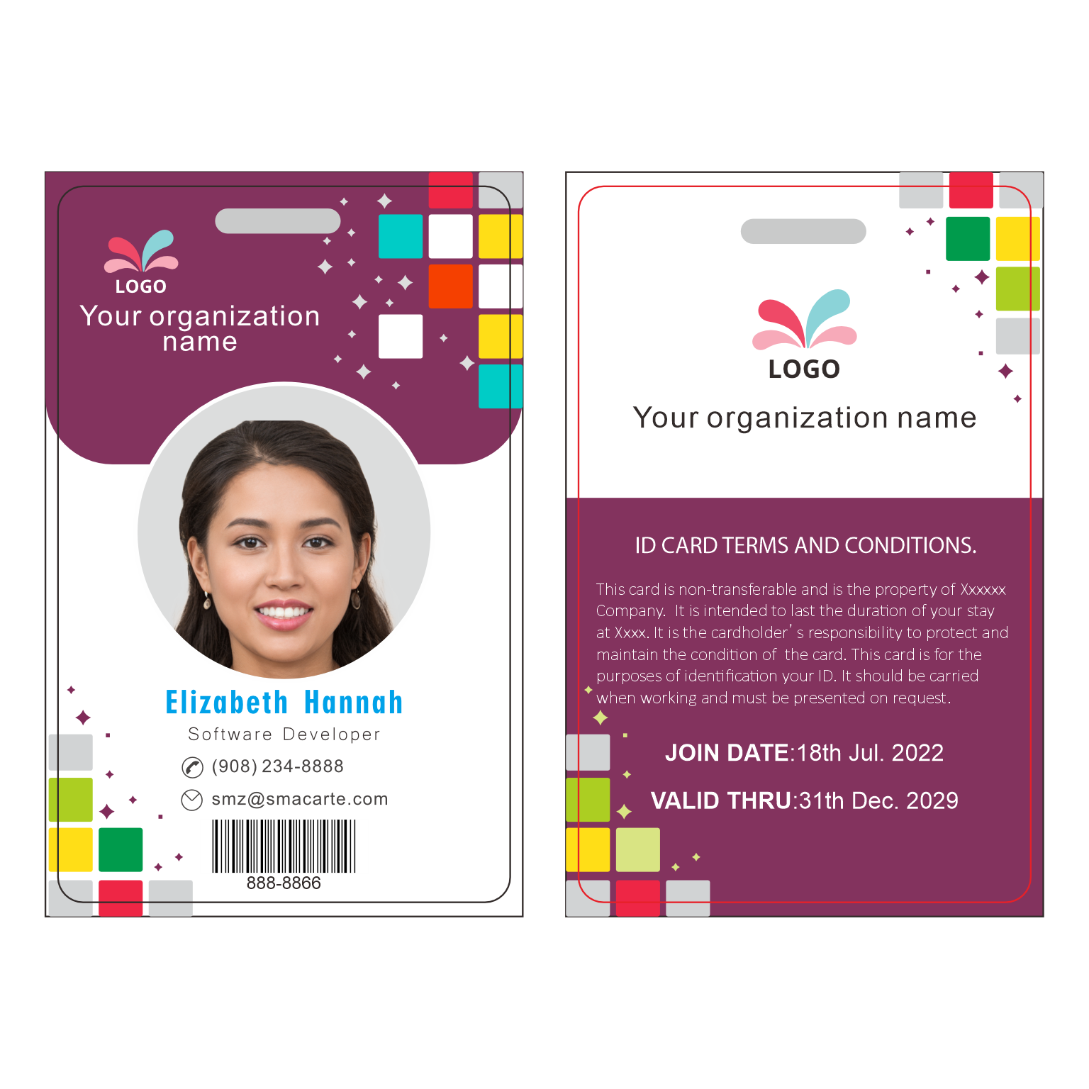 Custom Id Badge, Personalized Employee Photo Identification Card with Lanyard