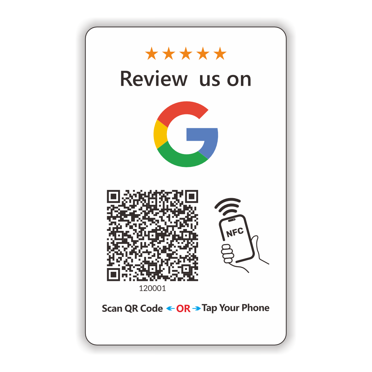 Contactless Sharing Smart NFC 'Review Us on Google Card' Touchless Card Reusable QR Code Tap Review Card