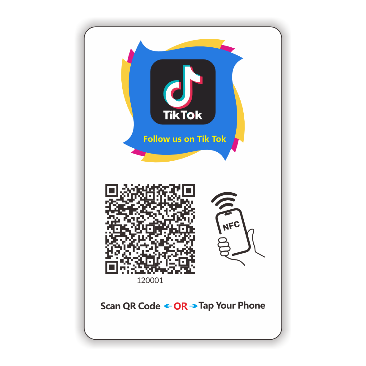 Follow us onTikTok Card Touchless Reusable QR Code NFC Tap Review Card