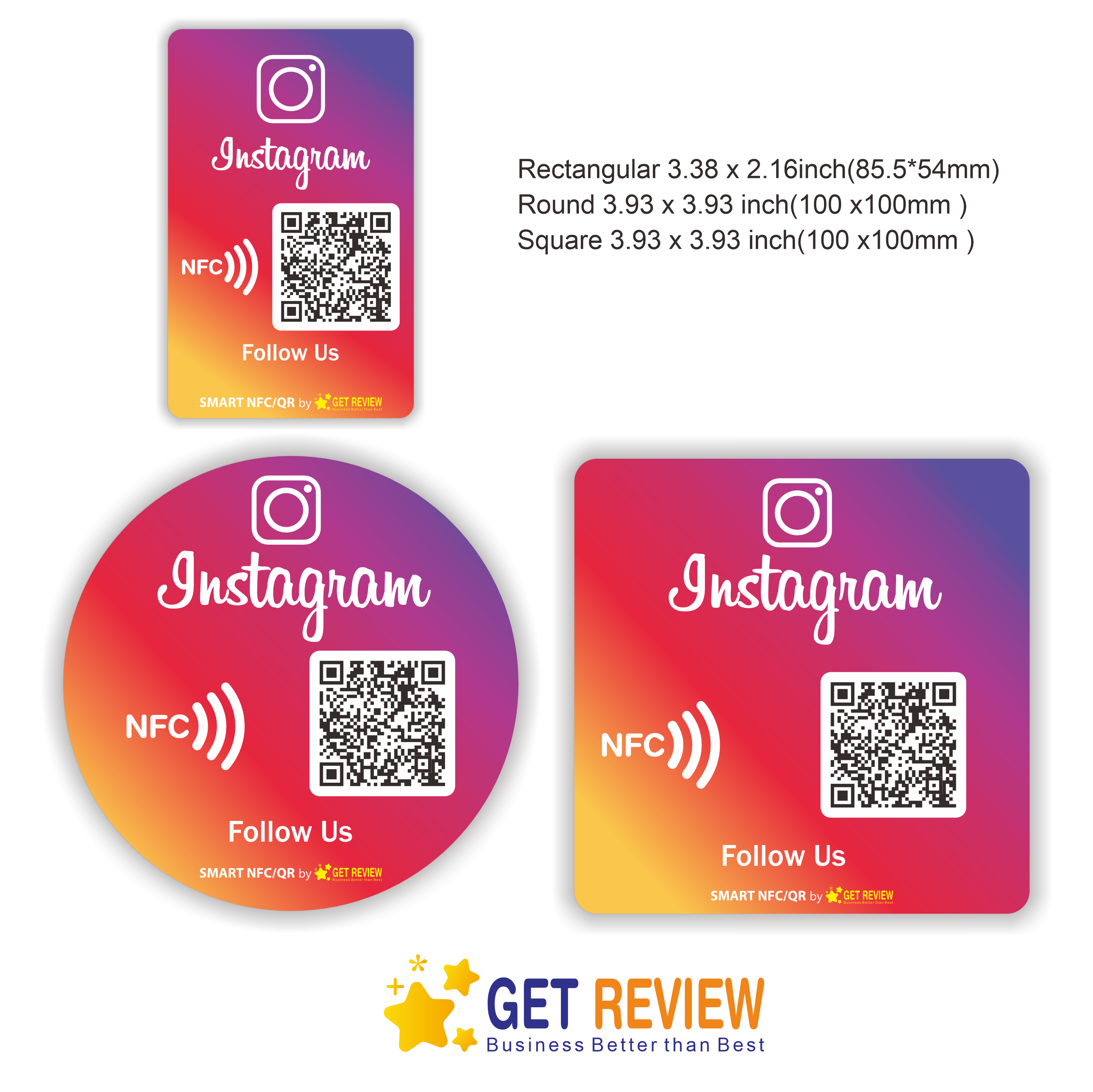 Follow us on Instagram sticker/card with QR & NFC