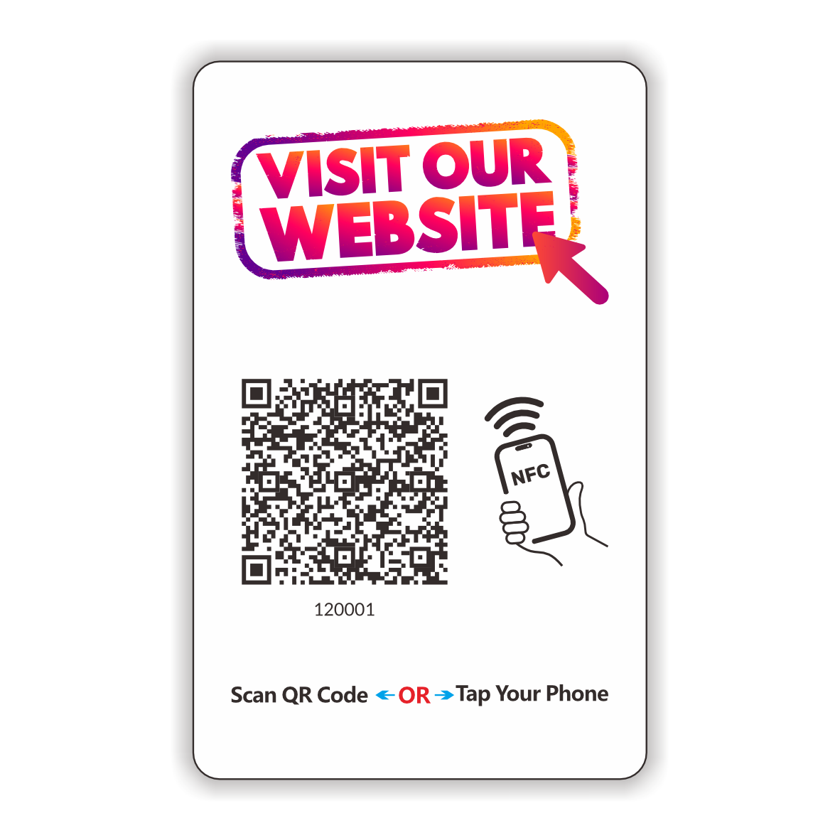 Visit Our Website Touchless Connect Card Reusable QR Code NFC Tap Card