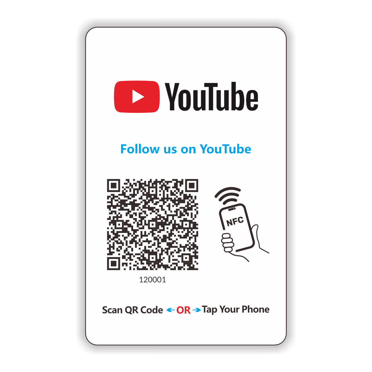 Follow Us On YouTube Card Touchless Reusable QR Code NFC Tap Review Ca