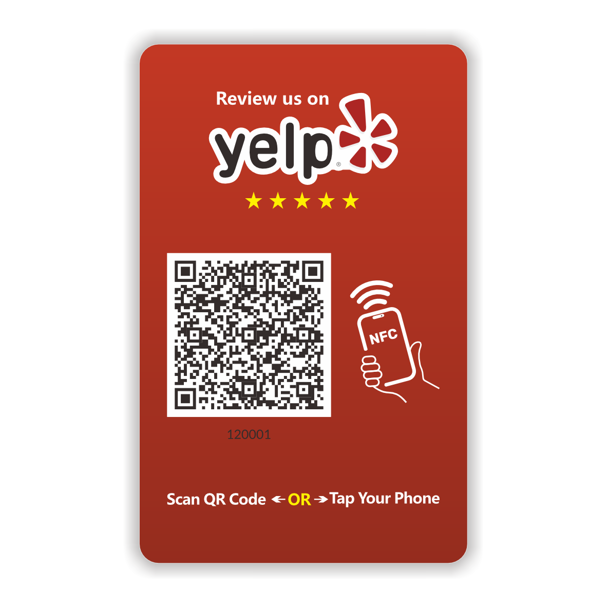 Review Us On Yelp Card Touchless Reusable QR Code NFC Tap Review Card