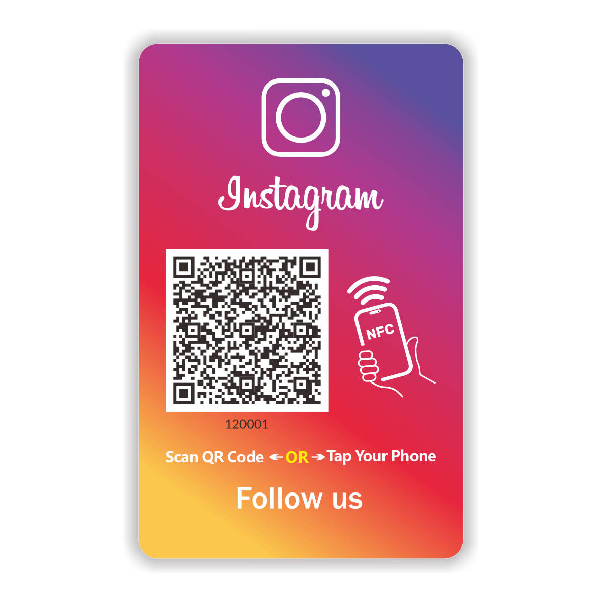 Contactless Sharing Smart NFC 'Follow Us On Instagram' Card Touchless Reusable QR Code Tap Review Card