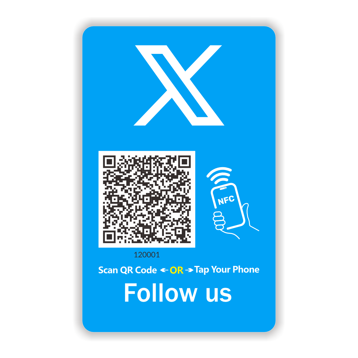 Contactless Sharing Smart NFC 'Follow Us On X' - X (Twitter) Touchless Card Reusable QR Code