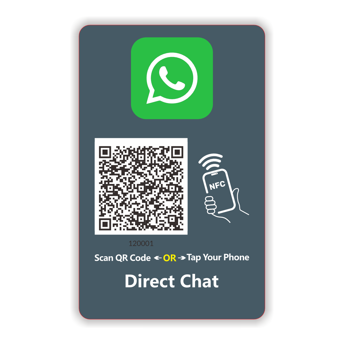 Contactless Sharing Smart NFC WhatsApp DirectChat Connect Card Touchless Reusable QR Code,Change Anytime,no app Needed