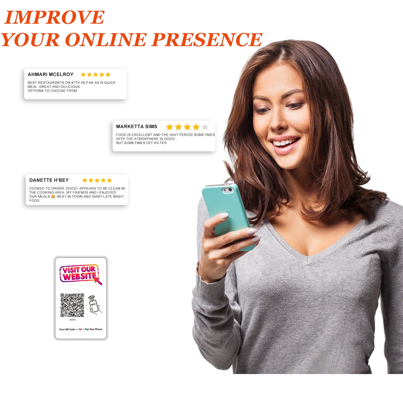 Visit Our Website Touchless Connect Card Reusable QR Code NFC Tap Card