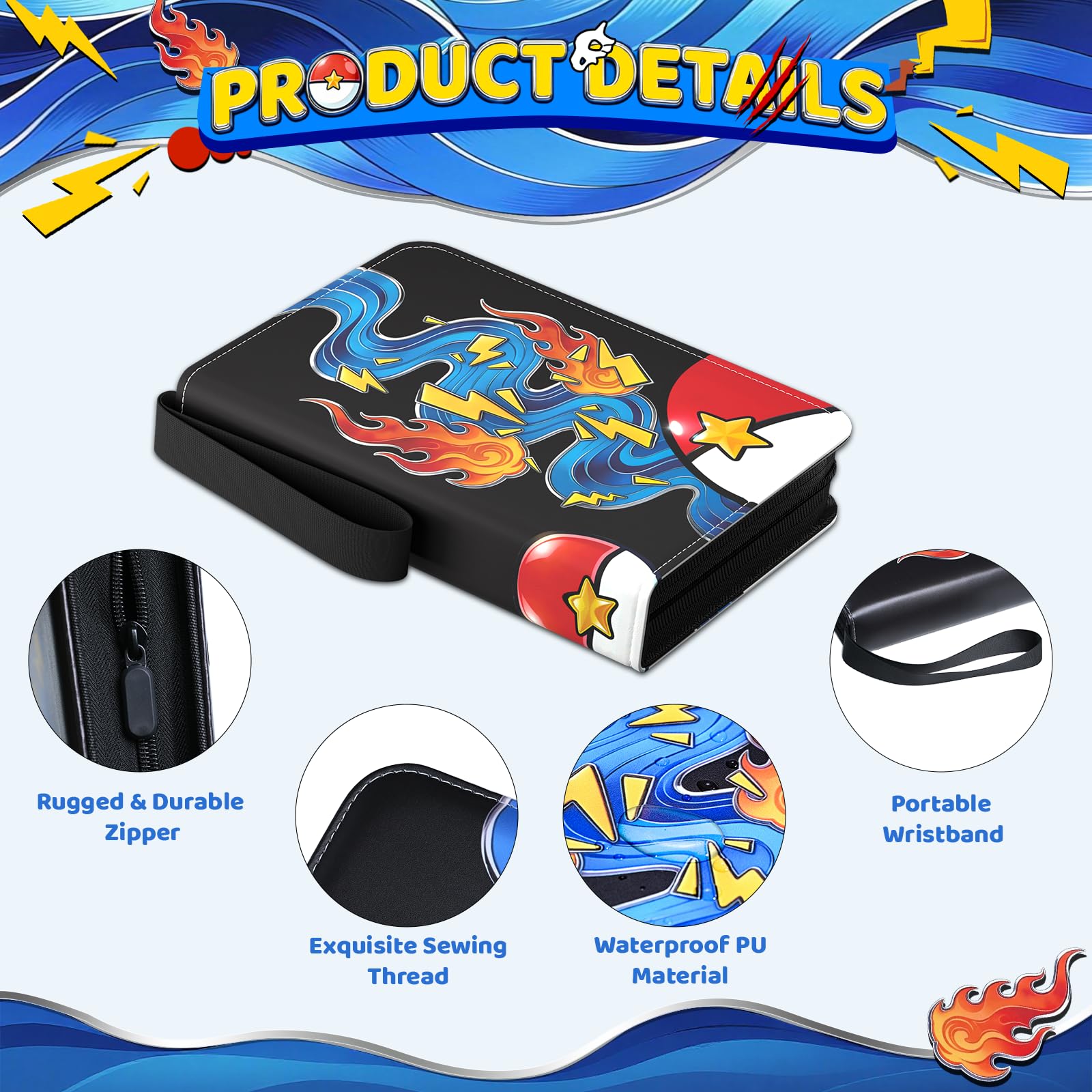card collector binder sleeves Trading Card Binder, 4 Pocket 400-Pocket with 50 Removable Binder Slee