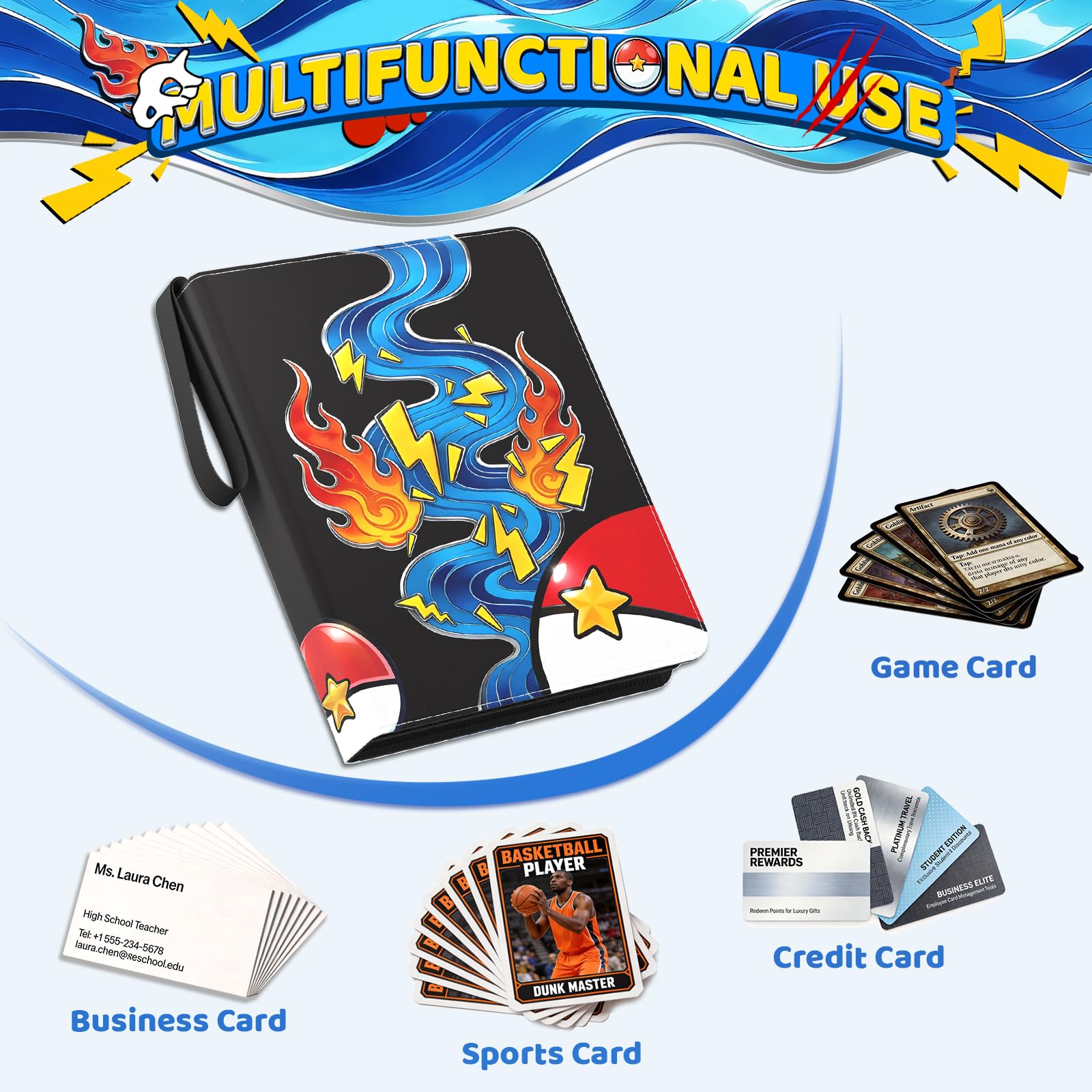 Trading Card Binder, 9 Pocket 900-Pocket with 50 Removable Binder Slee