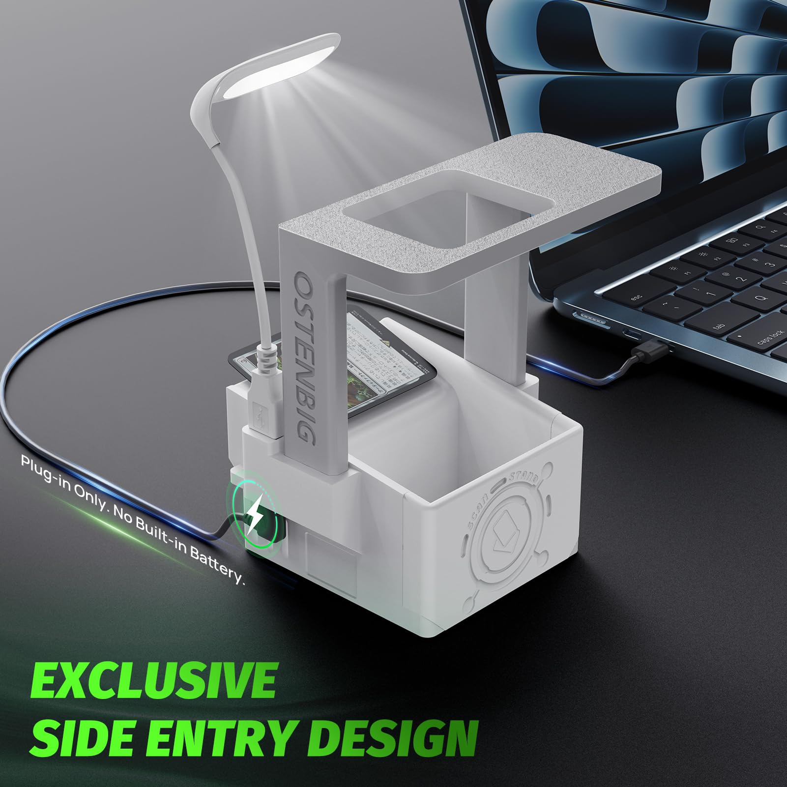 Card Scanner Pro for Trading Cards – MTG & TCG Card Scanner Stand with LED Light and Magnetic Base, Quickly Scan and Price Check Unsleeved Collectible Cards, Compatible with ManaBox and Magic TCG Apps