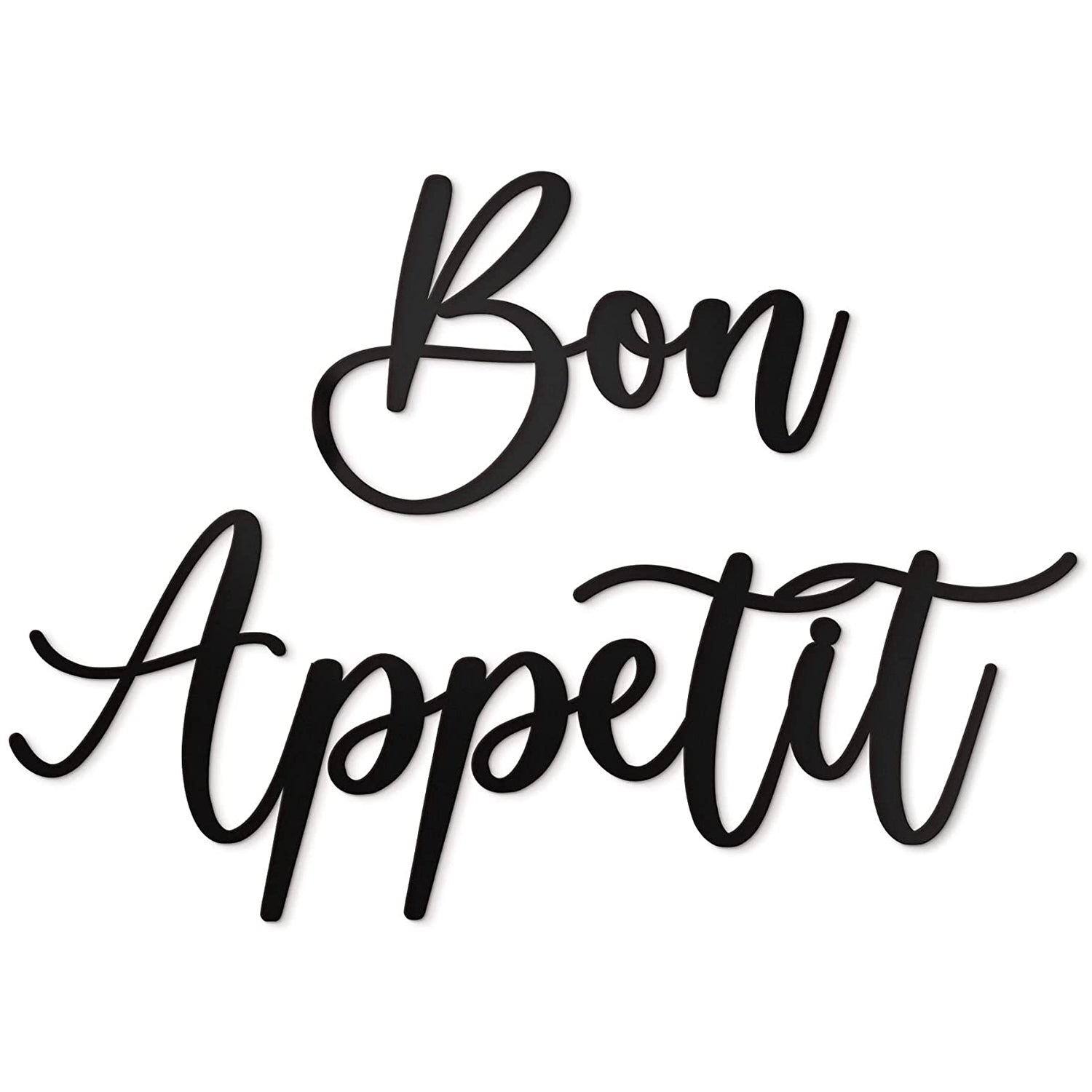 Bon Appetit Metal Wall Decor - 17"X12" and 17"x 14"Black Farmhouse Modern Cute large Bon Appetit Metal Wall Art