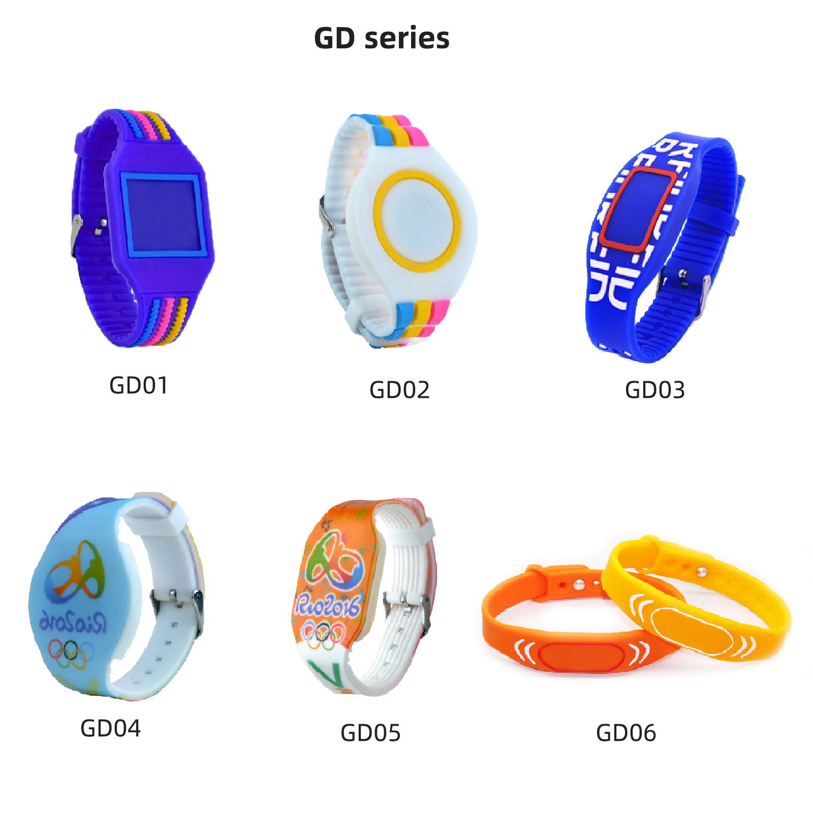 Gialer 100pcs GD series customizable waterproof colorful RFID silicone Wristband Eco-friendly NFC Bracelet 125KHZ 13.56MHz 860MHz