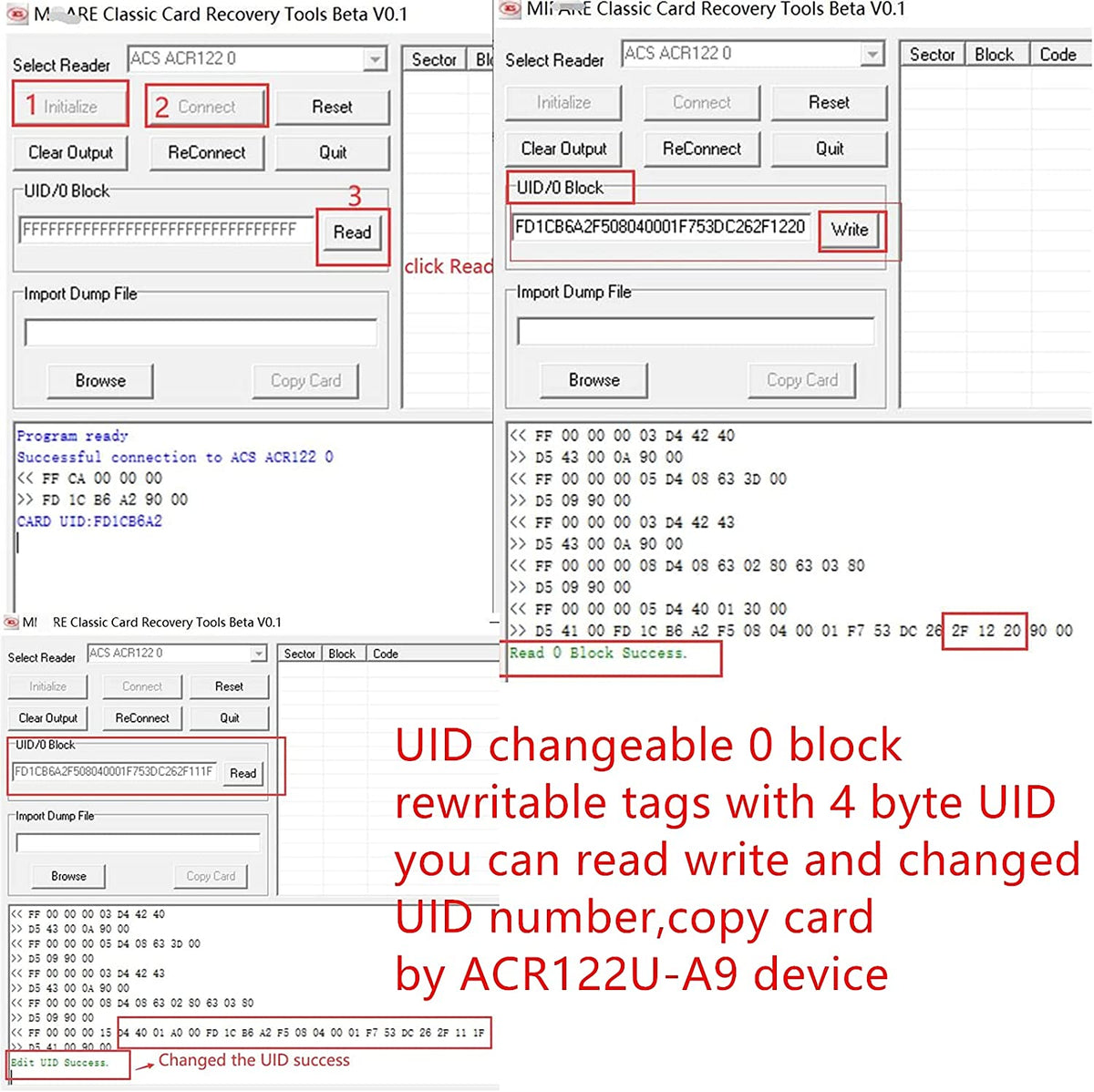UID Changeable 13.56mhz MF1 1K RFID Key Tag Rewritable Zero 0 Sector 0