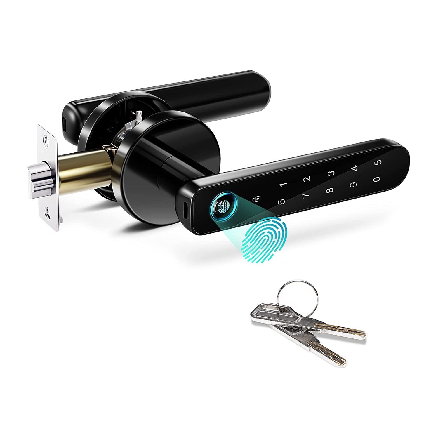 Fingerprint Door Bedroom Lock, 3 in 1 Smart Lock Door with Handle