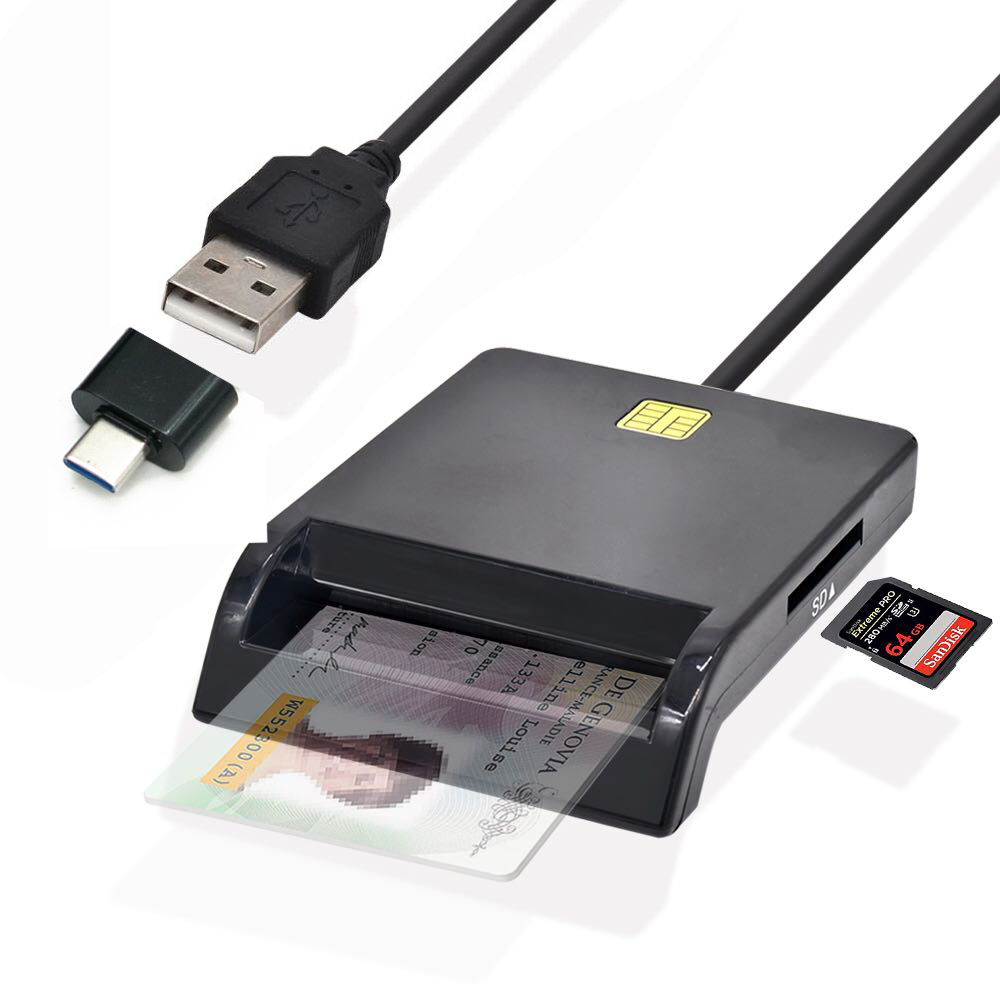 Gialer X02 USB Multi Ports SIM Card  SIM SD TF MMC MicroSD card Reader USB-CCID PCSC Smart Card Reader ISO 7816 in Windows 7 8 10 Linux