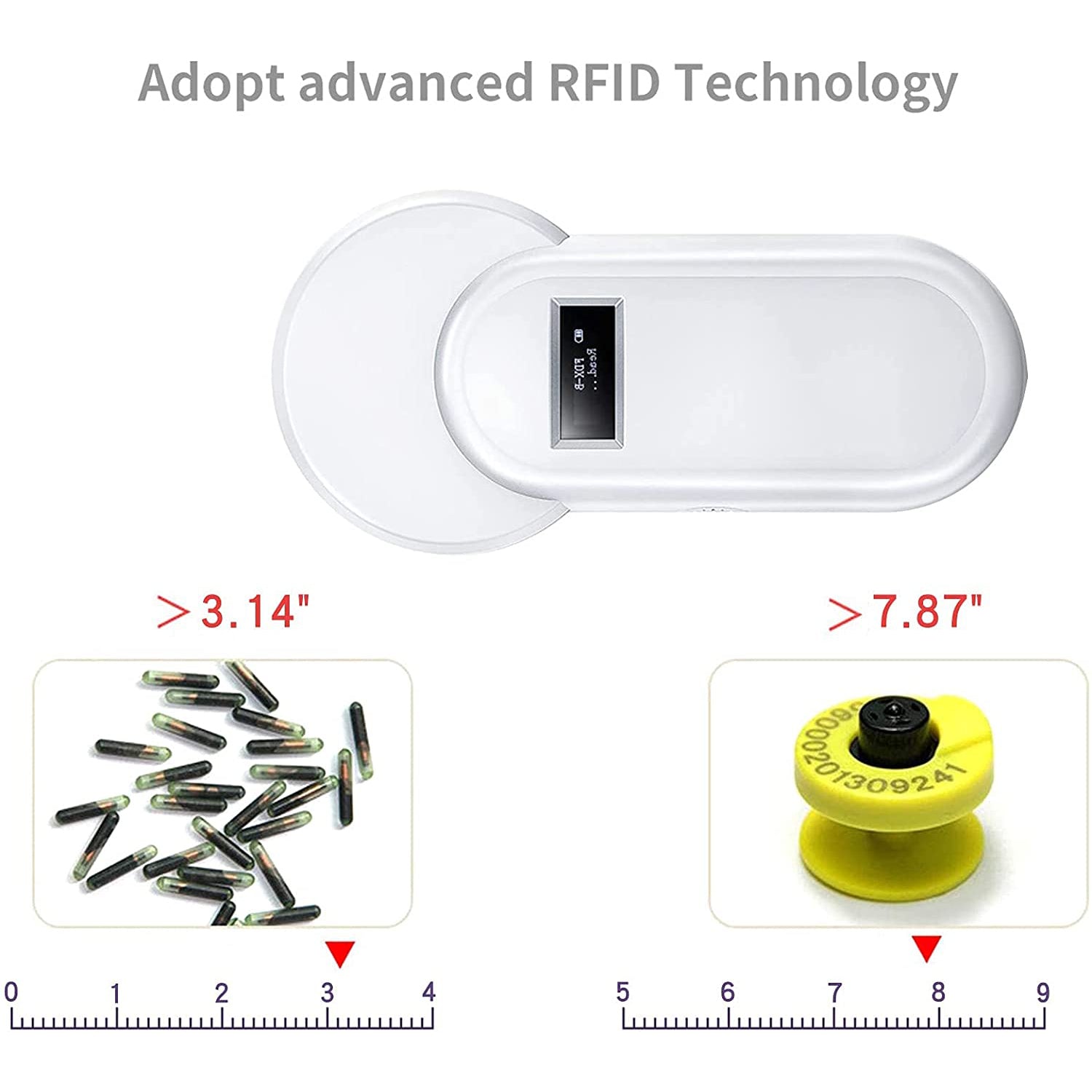 Gialer pet chip Scanner RFID Animal Microchip Reader 134.2kHz FDX-B ISO11784/ISO11785 Label Scanner