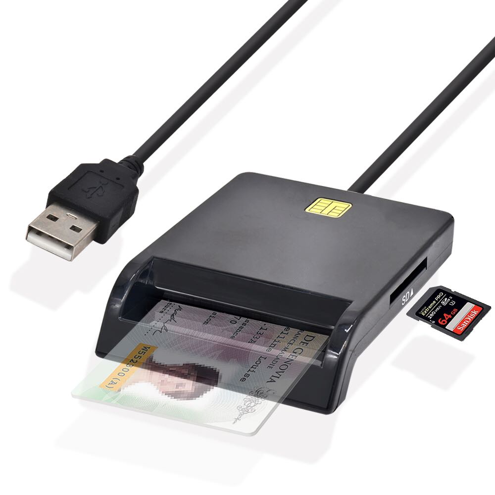 Gialer X02 USB Multi Ports SIM Card  SIM SD TF MMC MicroSD card Reader USB-CCID PCSC Smart Card Reader ISO 7816 in Windows 7 8 10 Linux