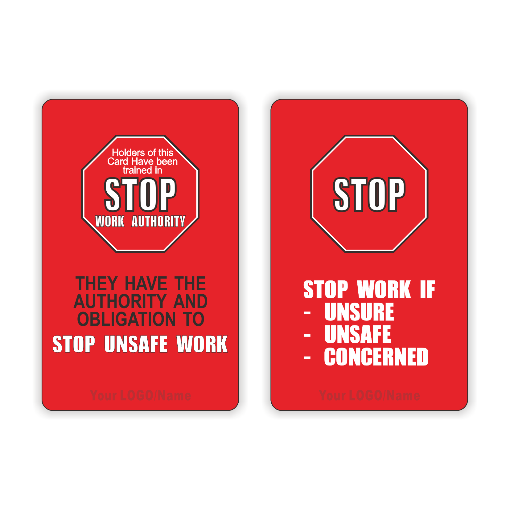 100pcs Customizable Stop Work Authority Cards