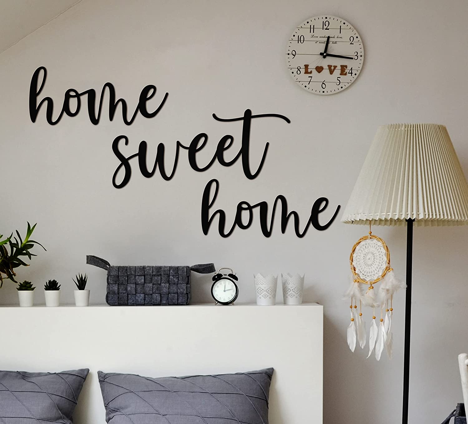 Home Sweet Home Metal Wall Decor - 18"X16" Black Modern Clearance Home Sweet Home Metal farmhouse home sign For Hanging Room Shelf Décor