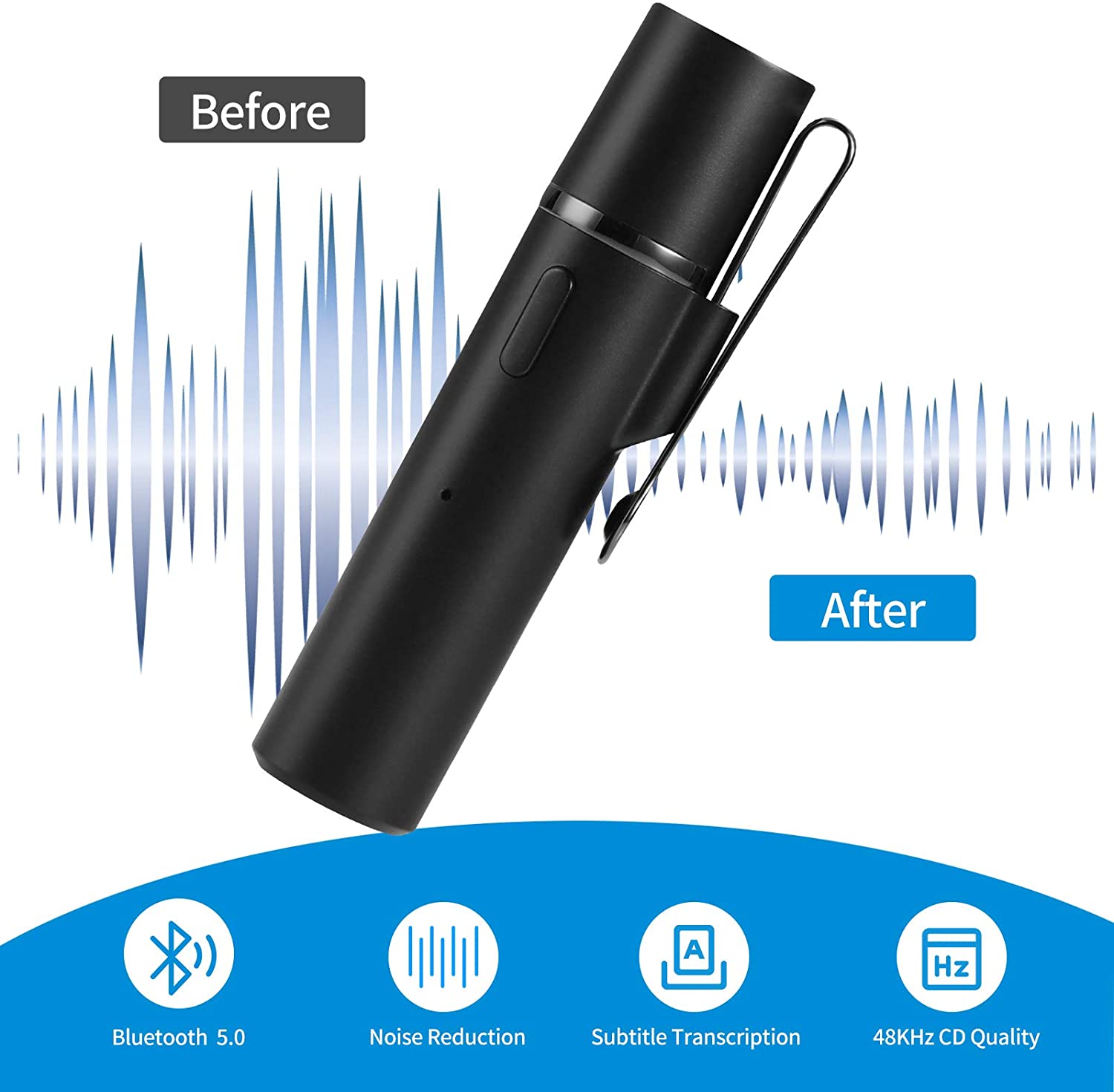 Gialer 2021 SmartMic Bluetooth Microphones, 50 Feet Lavalier wireless Microphone