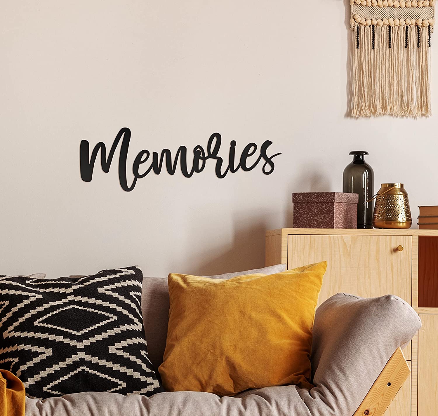 Memories Wall Decor Metal Art Piece - 17"X5" Memories Sign Metal Cut Out Signs From Durable Powder-Coated Metal, Perfect for Home Wall Decor Signs In Rustic Wall Decor