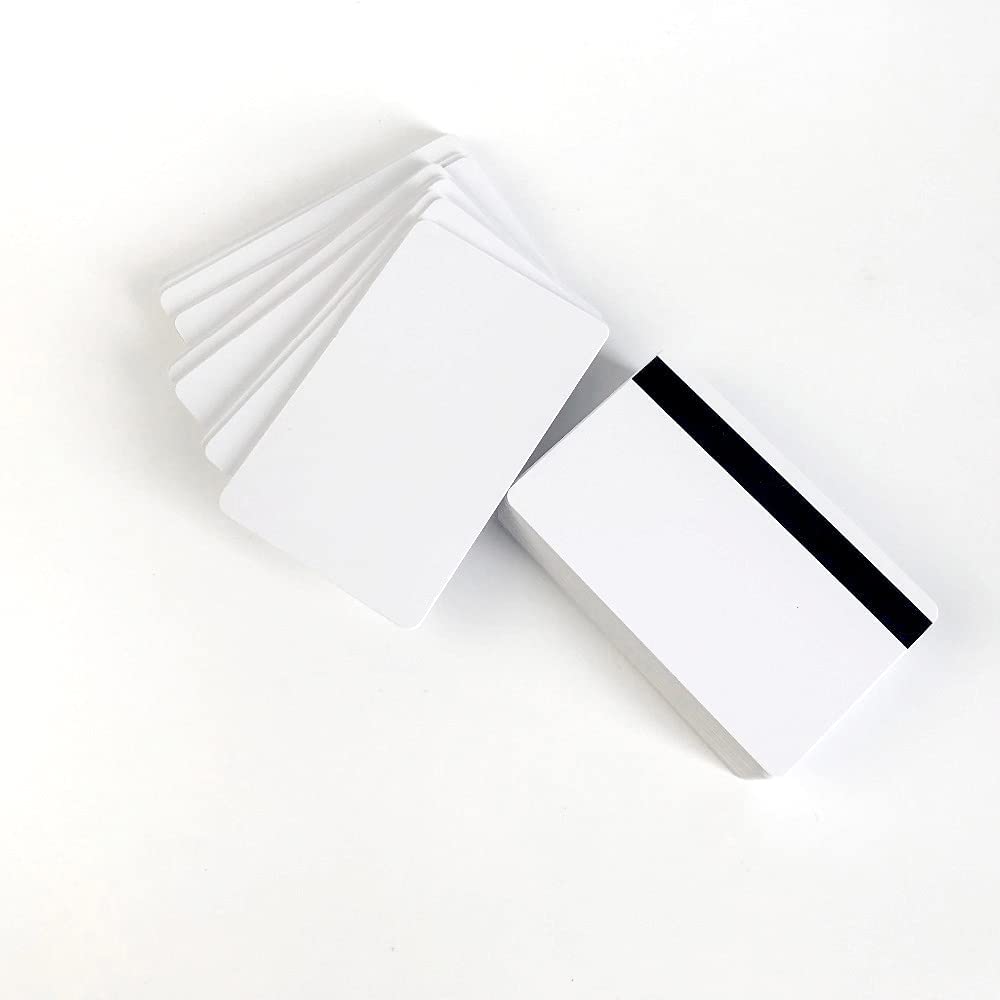 Gialer 5/16inch HiCo Magnetic Stripe Premium White PVC Cards - CR80 30Mil Blank PVC Plastic Card