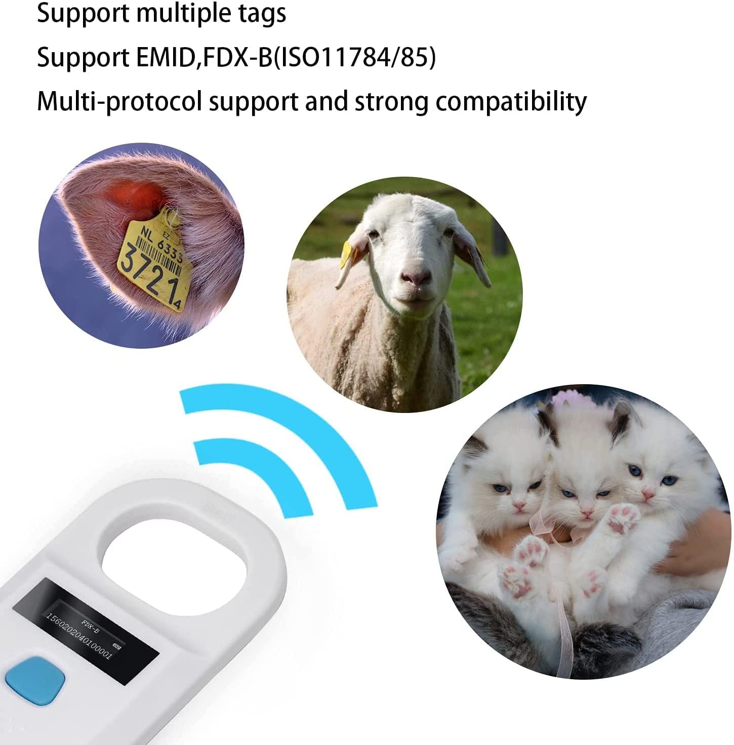 Pet Microchip Reader, RFID EMID Animal Handheld Reader