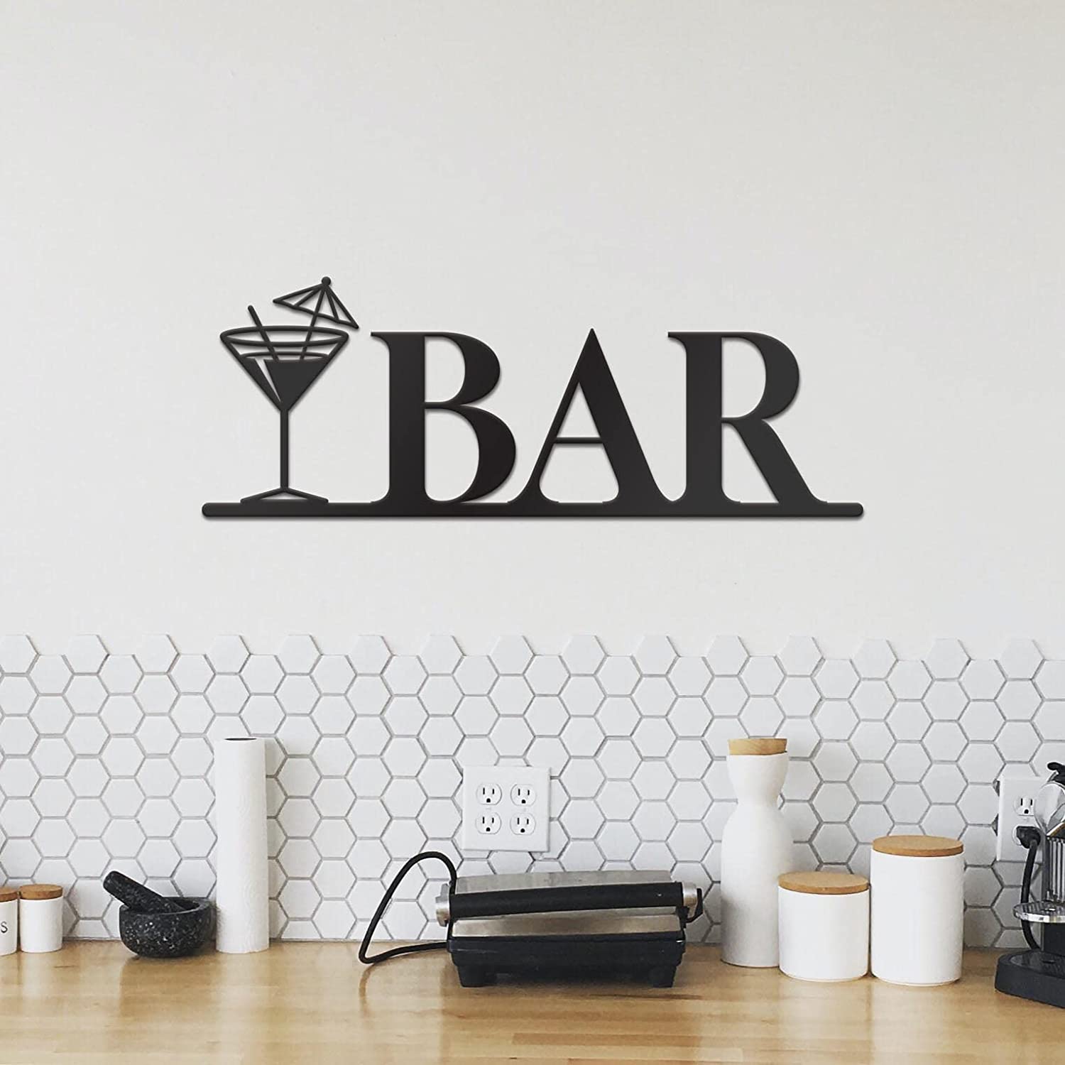 Home Bar Signs Metal Bar Wall Decor - 18"x7" Black Bar Letters Modern Fashion Bar Decorations For The Home Bar Set Bar Decor For Home Bar Decor