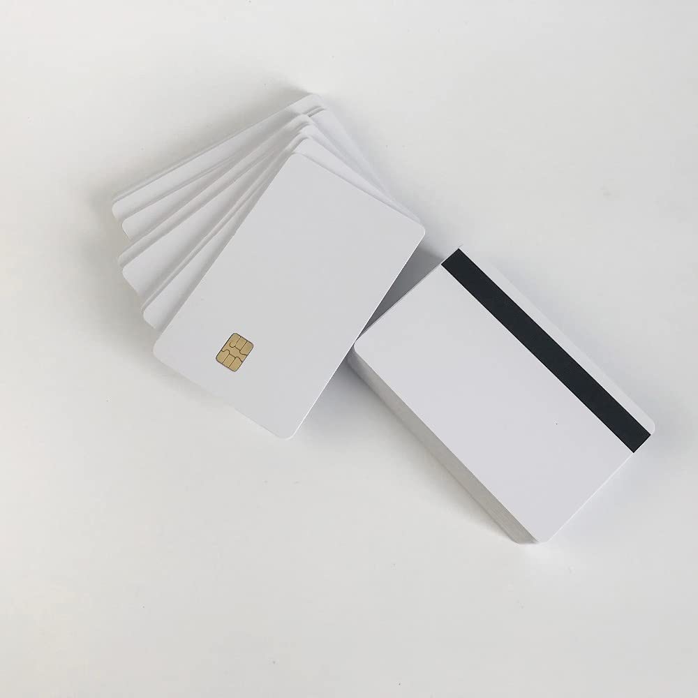 Gialer SLE4442 Chip Contact IC Card with 5/16inch 2 Tracks Hico Magnetic Stripe 2 in 1 Blank PVC IC Smart Intelligent Card