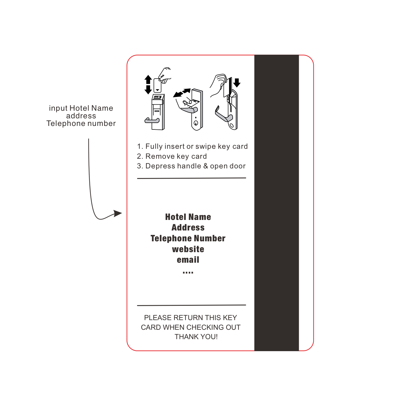 Gialer Customizable Hotel & Motel key cards key card welcome enjoy your stay magnetic strip door card