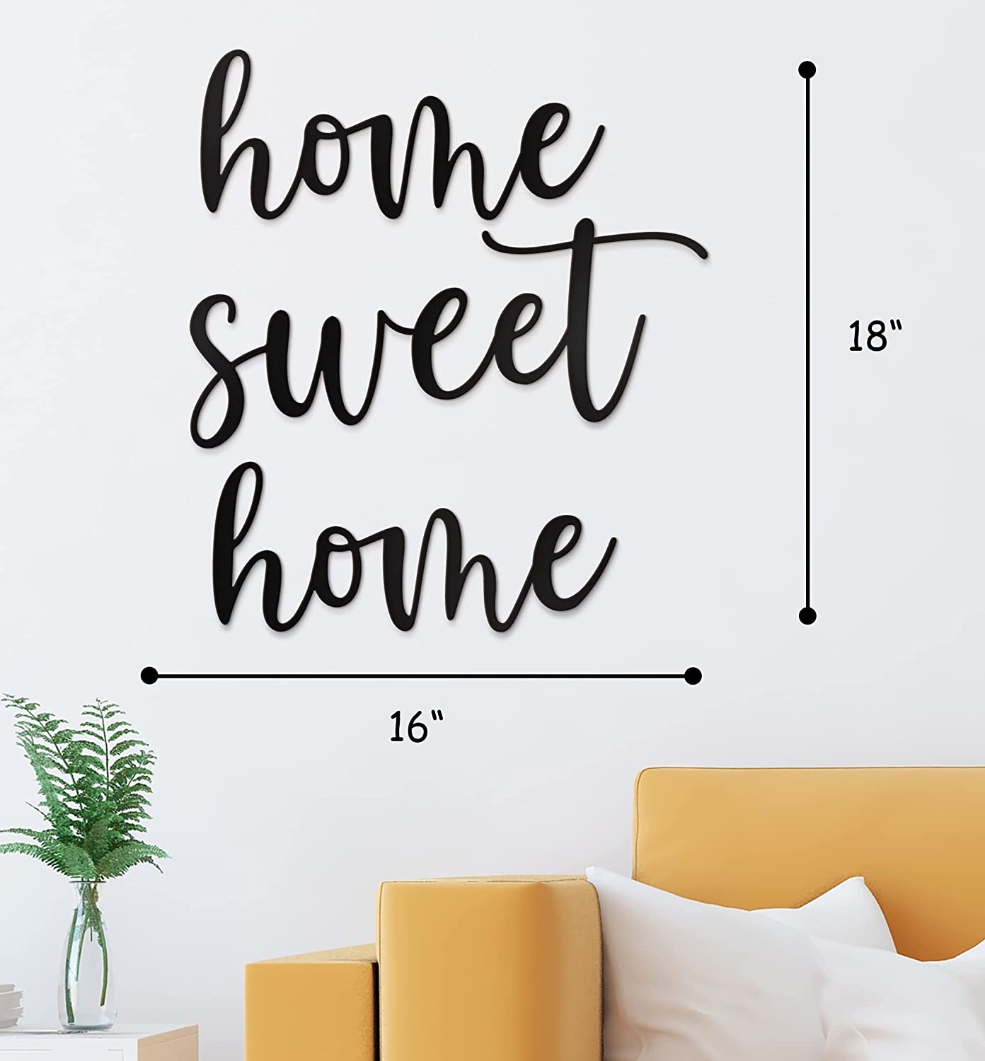 Home Sweet Home Metal Wall Decor - 18"X16" Black Modern Clearance Home Sweet Home Metal farmhouse home sign For Hanging Room Shelf Décor