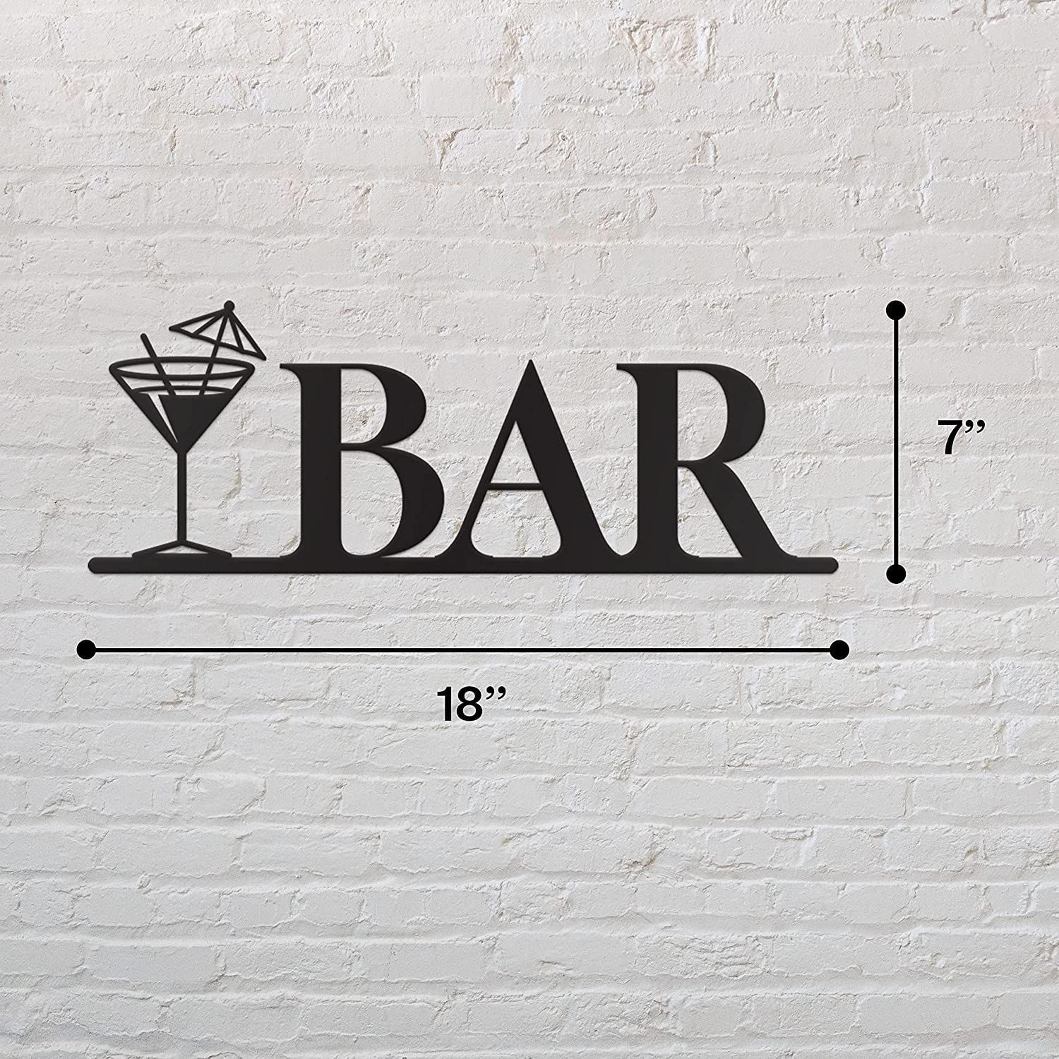 Home Bar Signs Metal Bar Wall Decor - 18"x7" Black Bar Letters Modern Fashion Bar Decorations For The Home Bar Set Bar Decor For Home Bar Decor