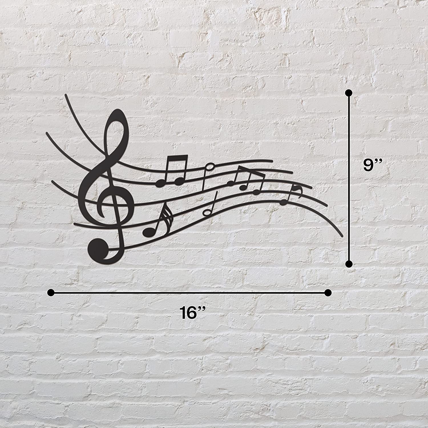 Musical Notes Sign Metal Music Wall Decor - 16"X9" Black Modern Beautiful Music Notes Wall Decor Farmhouse Metal Wall Signs
