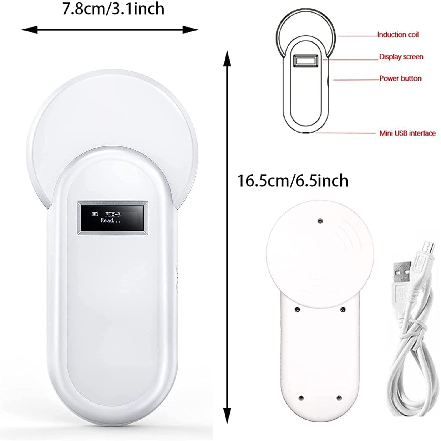 Gialer pet chip Scanner RFID Animal Microchip Reader 134.2kHz FDX-B ISO11784/ISO11785 Label Scanner