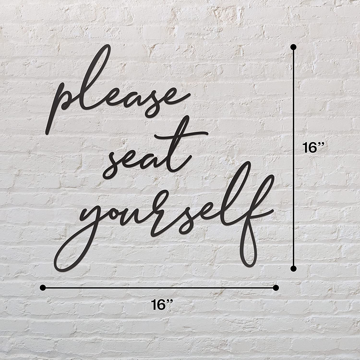 Please Seat Yourself Metal Wall Decor - 16"X16" Black Modern Please Seat Yourself Metal bathroom sign For Hanging Home Wall Décor