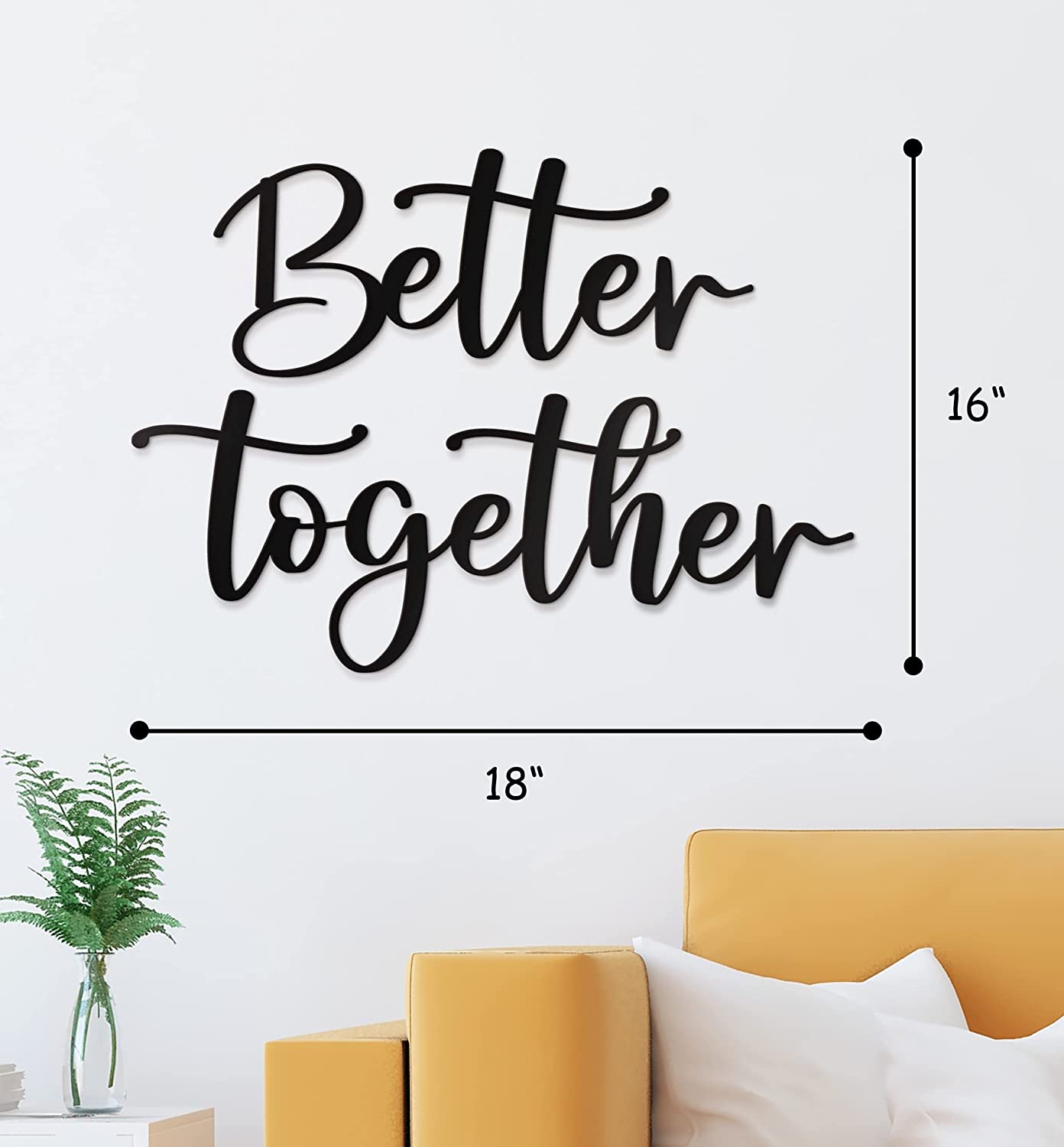 Better Together Sign Metal Wall Decor - 18"X16" Black Modern Better Together Farmhouse Metal Wall Signs for Hanging Home Wall Art Decor