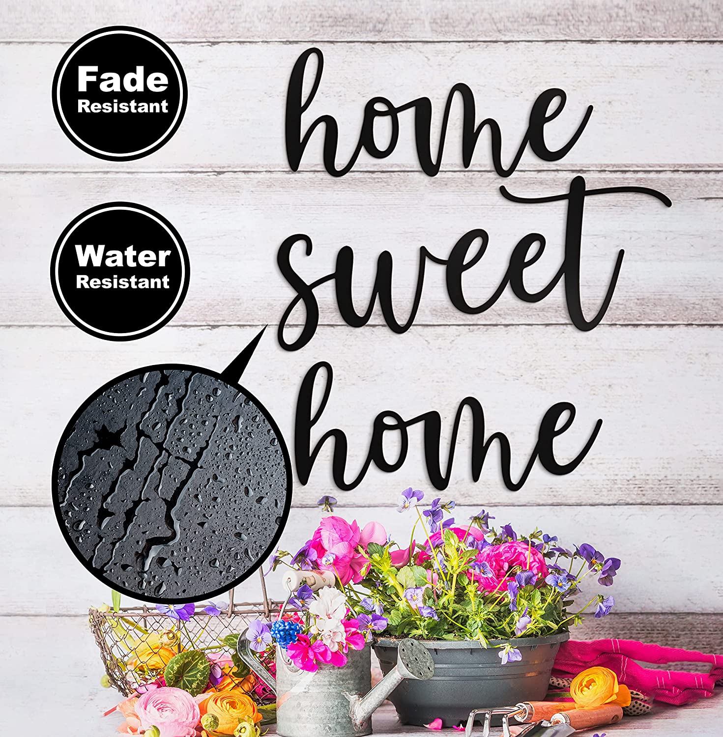 Home Sweet Home Metal Wall Decor - 18"X16" Black Modern Clearance Home Sweet Home Metal farmhouse home sign For Hanging Room Shelf Décor