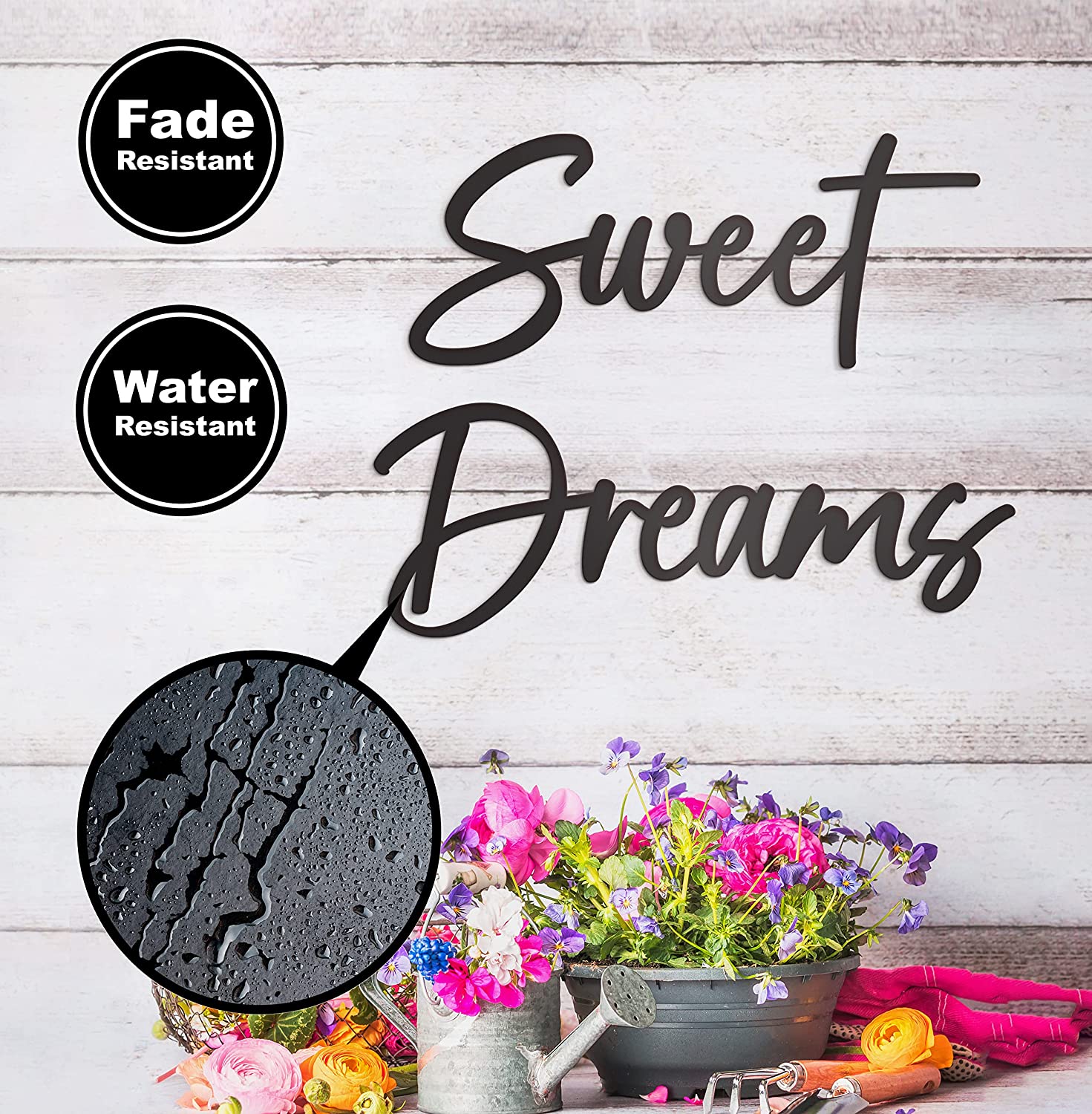 Sweet Dreams Metal Sign Wall Art Decor - 35"X8" Black Modern Sweet Dreams Farmhouse Signs for Hanging Above Bed Wall Decor for Bedroom