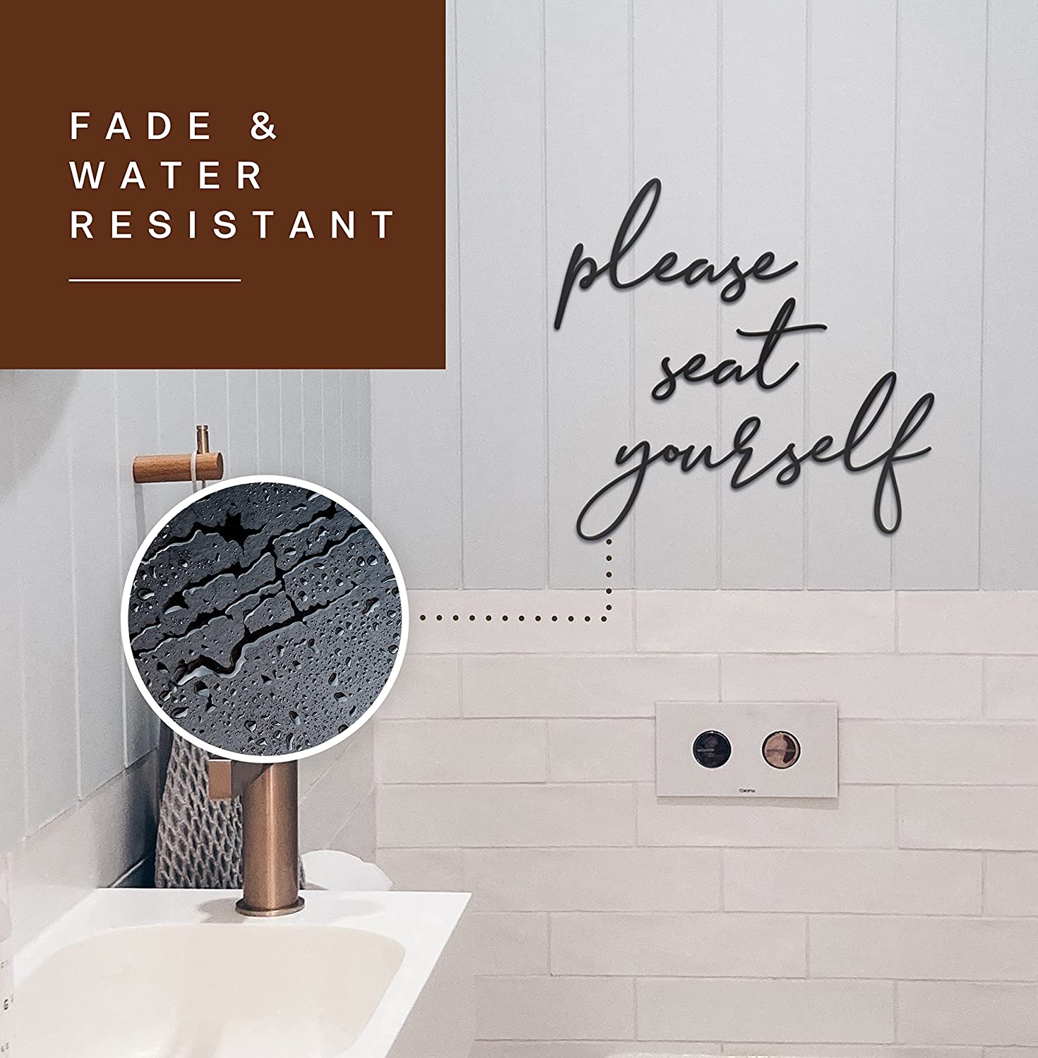 Please Seat Yourself Metal Wall Decor - 16"X16" Black Modern Please Seat Yourself Metal bathroom sign For Hanging Home Wall Décor