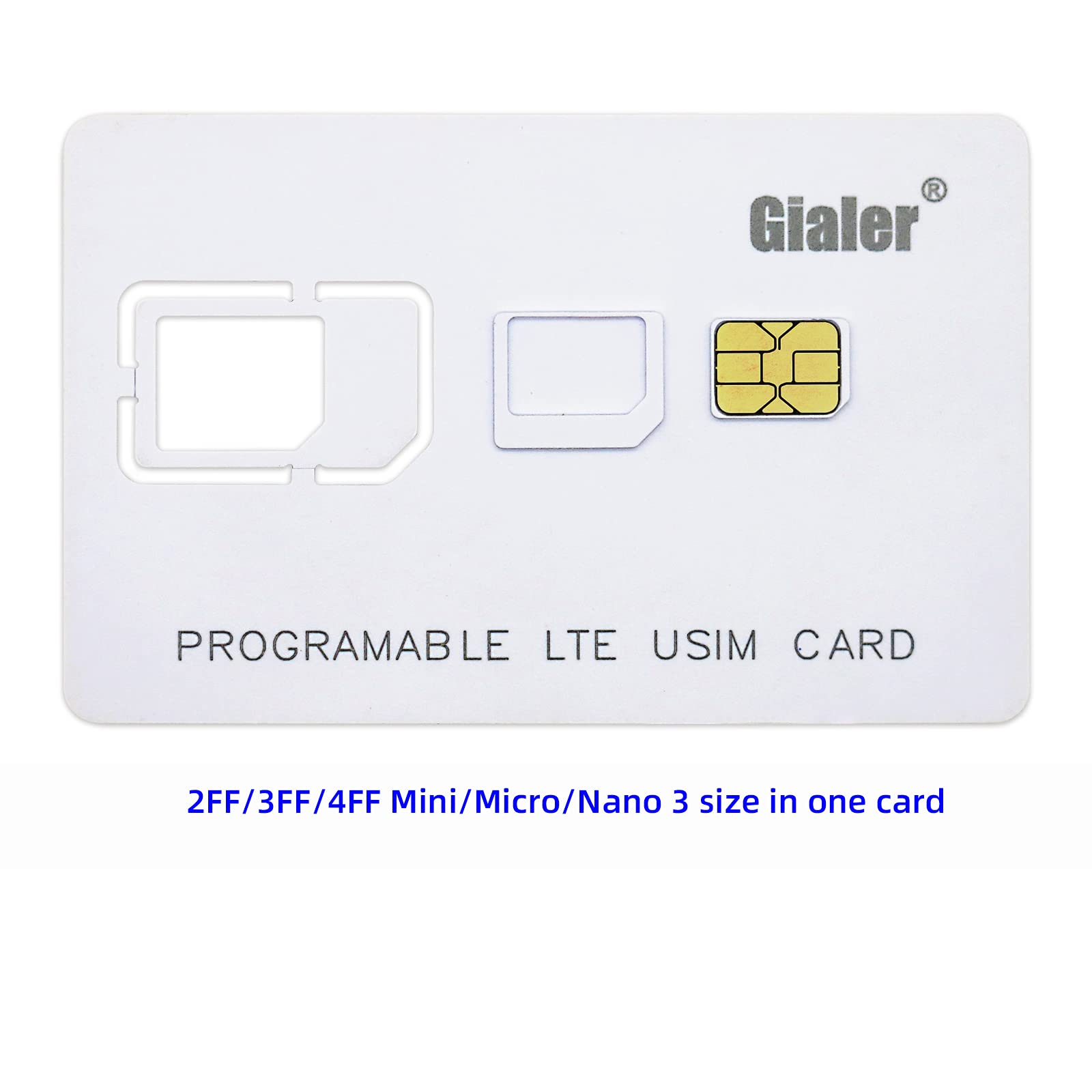 Gialer 250PCS Writable Programmable LTE SIM Card  2FF/3FF/4FF With Custom Logo printing